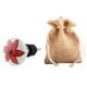 Red Flower Flat Ceramic Wine Bottle Stopper